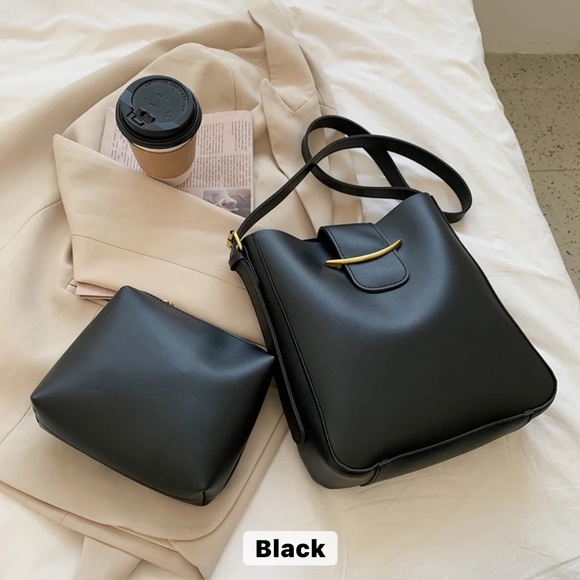 Beautiful PU Leather Bucket Bag Purse and Coin Bag Set - Picture 5 of 10